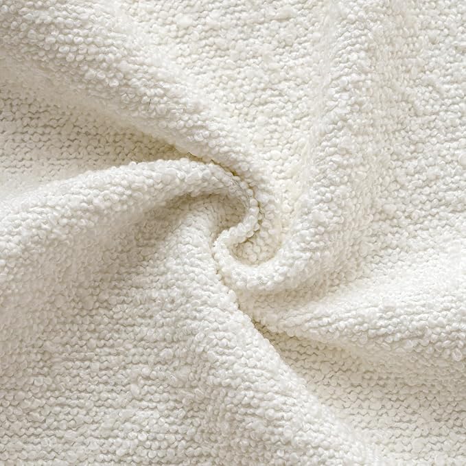 Woaboy Pack of 2 Decorative Boucle Throw Pillow Covers Textured Square Pillowcaes Accent Solid Cozy Soft Cushion Covers Christmas Home Decor for Sofa Couch Living Room Bed,18x18 Inch White