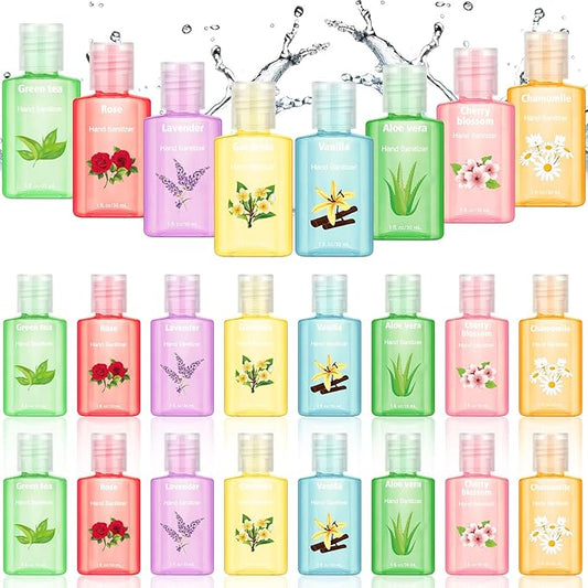 Frienda 24 Pcs Mini Hand Sanitizers Bulk Travel Size Scented Hand Sanitizer 1 Fl oz for Guest Xmas Christmas Stocking Stuffers Teacher Nurse Coworker Teacher Office Gift Homeless Care Package Supplies