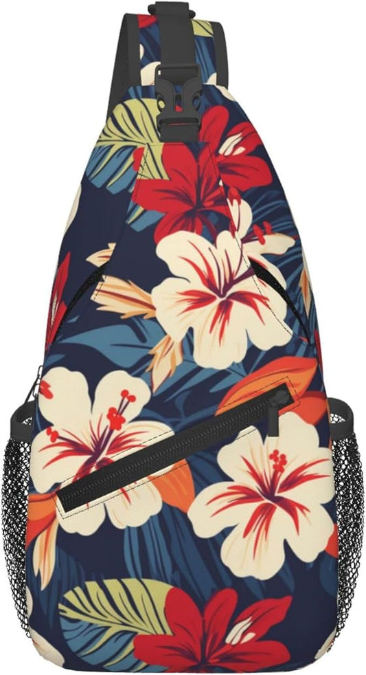 Hawaii Tropical Palm Sling Backpack Crossbody Bag Casual Chest Bags Travel Hiking Daypack Shoulder Bag for Women Men