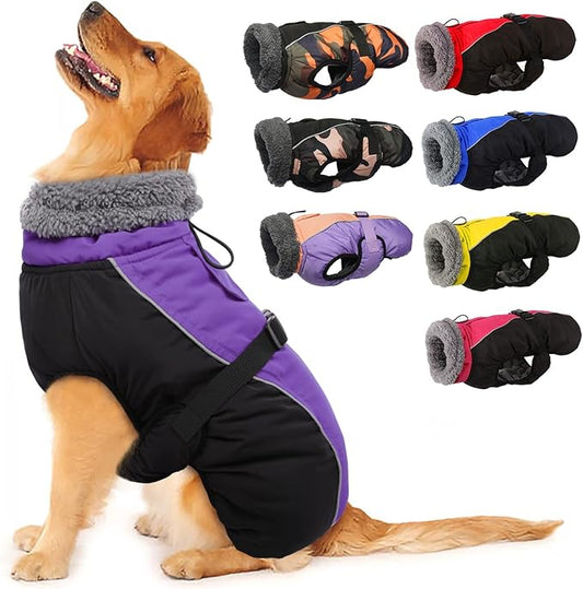IECOii Extra Warm Dog Coat - Reflective Adjustable Dog Jacket with Buckle Fleece Turtleneck for Cold Weather - Soft Winter Coat for Small, Medium, Extra Large Dogs