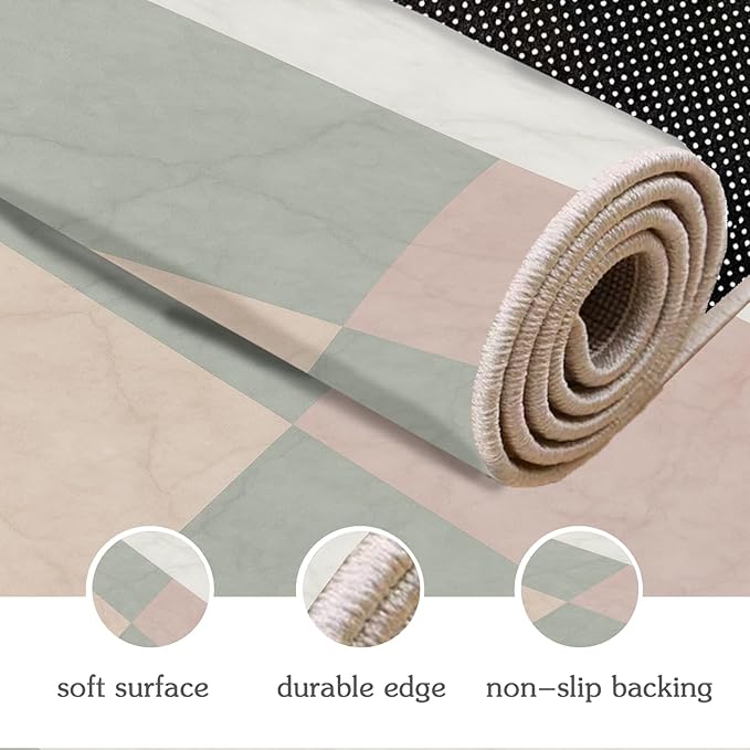 Modern Marble Rug - 8x10 Area Rugs, Minimalist Marble Living Room Area Rugs, Abstract Luxury Bedroom Rug, Washable & Non Slip Large Carpet Home Decor