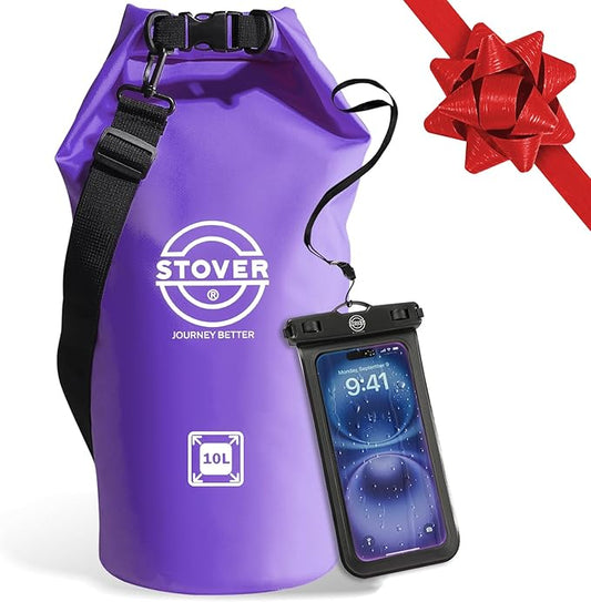STOVER 5/10/25/30/40/55L Waterproof Dry Bag- Roll-Top Backpack w/Phone Case- Kayaking, Hiking, Camping, Boating- Men/Women