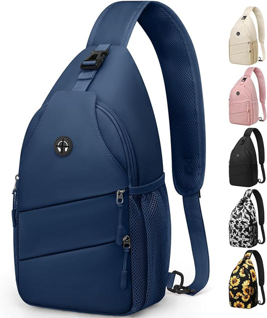Pritent Crossbody Bags for Women Men Trendy Sling Bag Backpack Casual Chest Bag with Convertible Shoulder Strap
