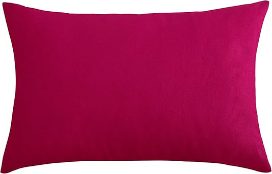 TangDepot Cotton Solid Throw Pillow Covers, 12" x 20" , Brilliant Rose, 1 Count (Pack of 1)