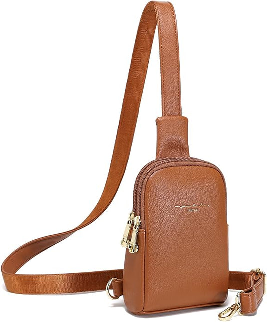 INICAT Travel Small Crossbody Sling Bags Women Cross Body Purses Passport Holder Vegan Leather Fanny Packs Birthday Gifts