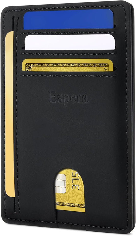 Espera Slim Minimalist Wallet for Men and Women, RFID Blocking Credit Card Holder, Thin Front Pocket Travel ID Case, Gifts for Men