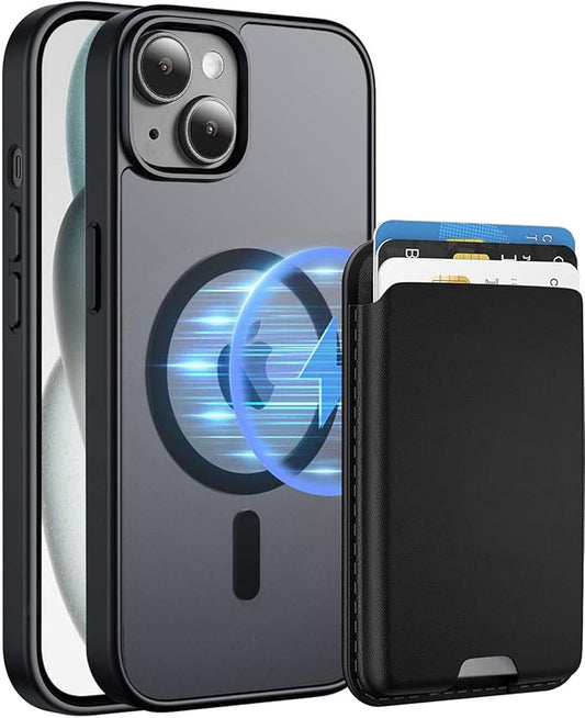 Ntwinro Magnetic for iPhone 13 & iPhone 14 Case (Compatible with MagSafe) with Detachable Wallet & Card Holder for 3 Cards [RFID Blocking] Military Grade Protective Slim Phone Cover, Black