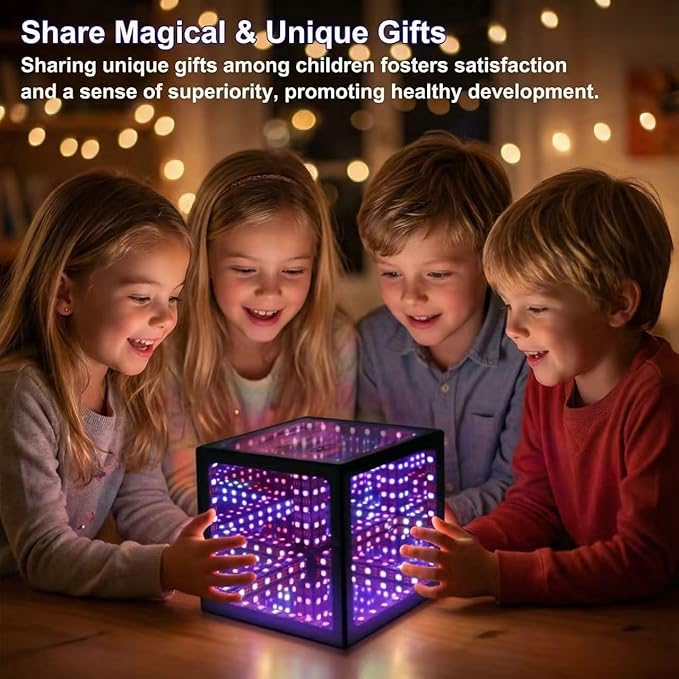 Infinity Hyper Cube LED Table Lamp - Infinity Mirror Light with 100+ Patterns, Music Sync, App Control, Infinite Cube Night Lights for Gaming,Party,Living Room,Bedroom Light Display and More(5Inches)