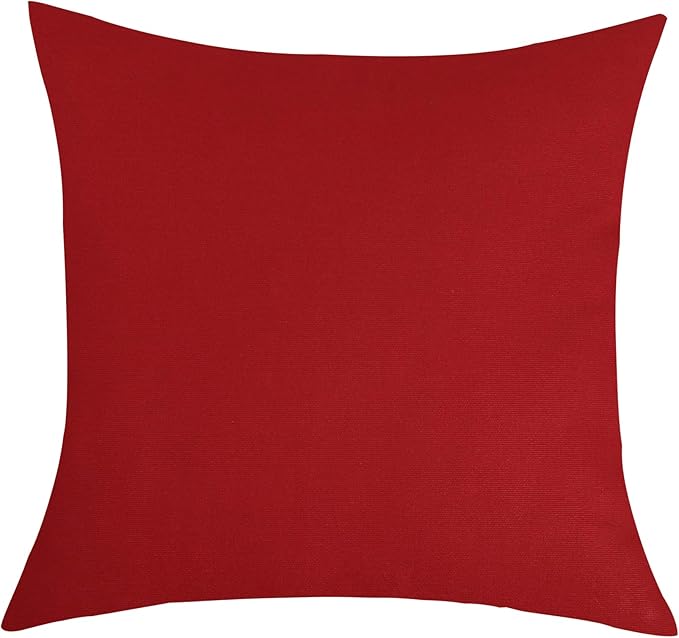 TangDepot Cotton Solid Throw Pillow Cover, 14 INCH x 14 INCH, Deep Red