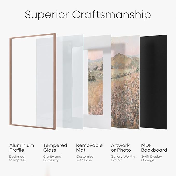 Homeforia Mocha 12x12 Picture Frames, High End Metal 12 x 12 Square Poster Frame with Mat 10 x 10 Photo, 12x12 Mocha Frame Matted to 10x10 Print, 12by12 Thin Frames, Tempered Glass, Wall Kit, Set of 1