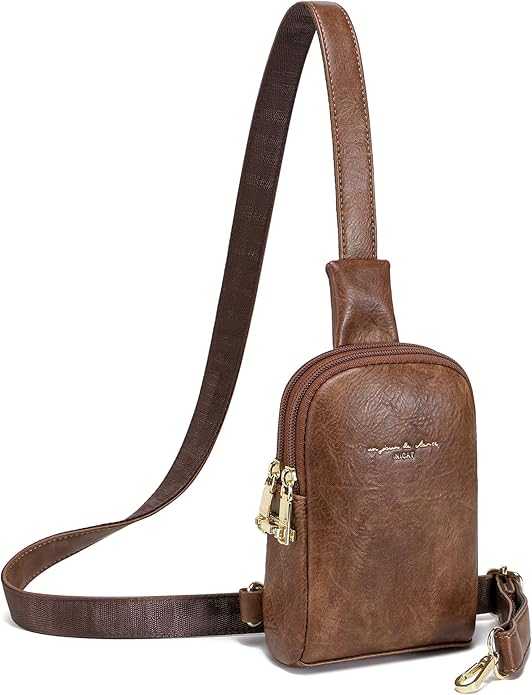 INICAT Travel Small Crossbody Sling Bags Women Cross Body Purses Passport Holder Vegan Leather Fanny Packs Birthday Gifts