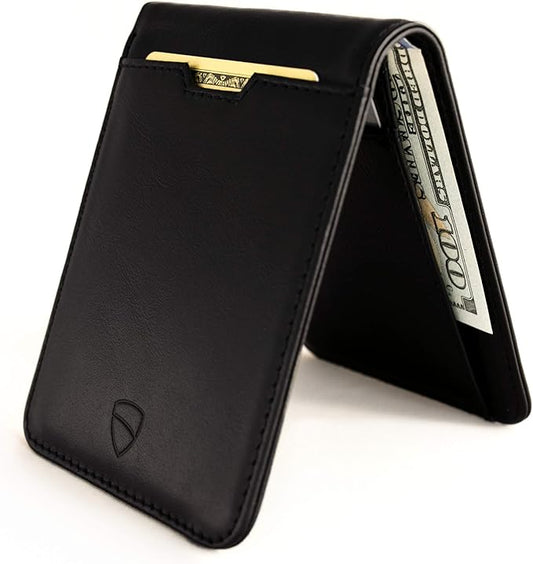 Vaultskin MANHATTAN Slim RFID Blocking Bifold Leather Wallet for Men - Minimalist Front Pocket Card Holder, Holds 9 Cards & Cash, Premium Italian Leather