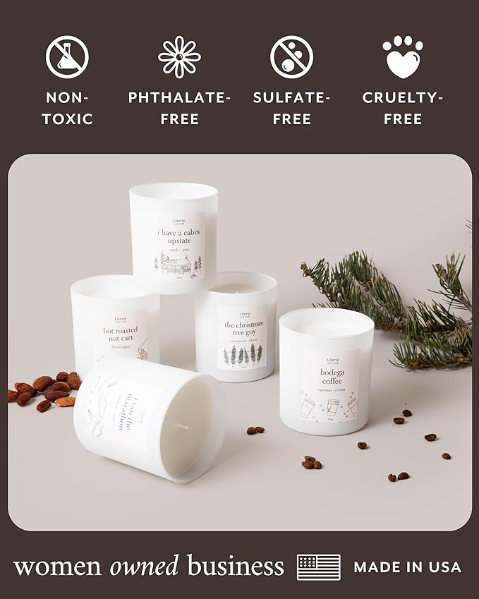 Literie NYC Inspired Scented Candle: Apple Picking in The Hudson Valley - Apple Cider Donuts Scented, 9oz, 50 Hour Burn, Vegan Soy & Coconut Blend Candle for Home Decor, Gift for Women & Men