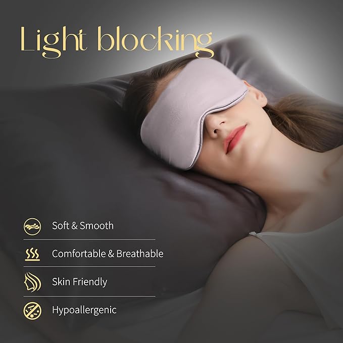 ZIMASILK 100% 22 Momme Pure Mulberry Silk Sleep Mask,Filled with 100% Mulberry Silk,Silk Wrapping Strap- Super Soft & Comfortable Sleep Eye Mask for Sleeping (Light Plum)