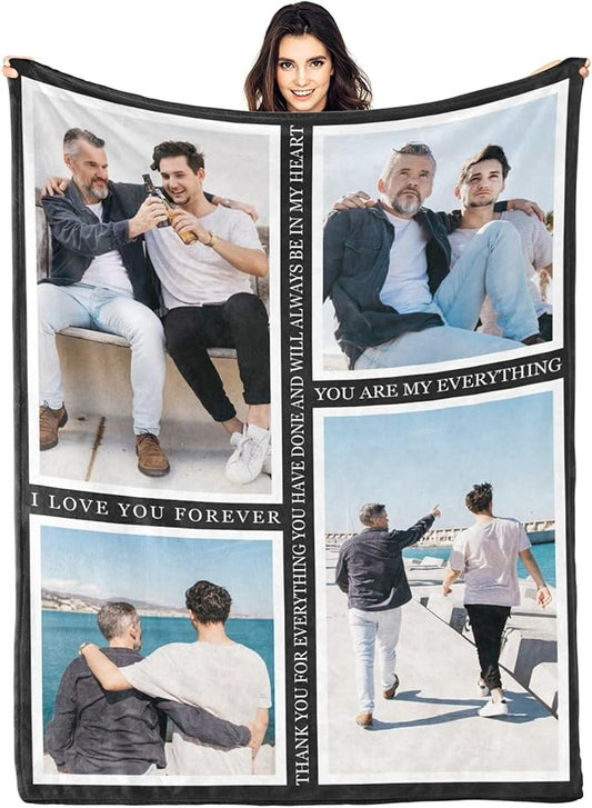 Gifts for Dad Personalized Gifts from Daughter Custom Blankets with Photos and Text Multiple Colors Sizes Soft Flannel Gifts for Men Birthday Gifts for Dad