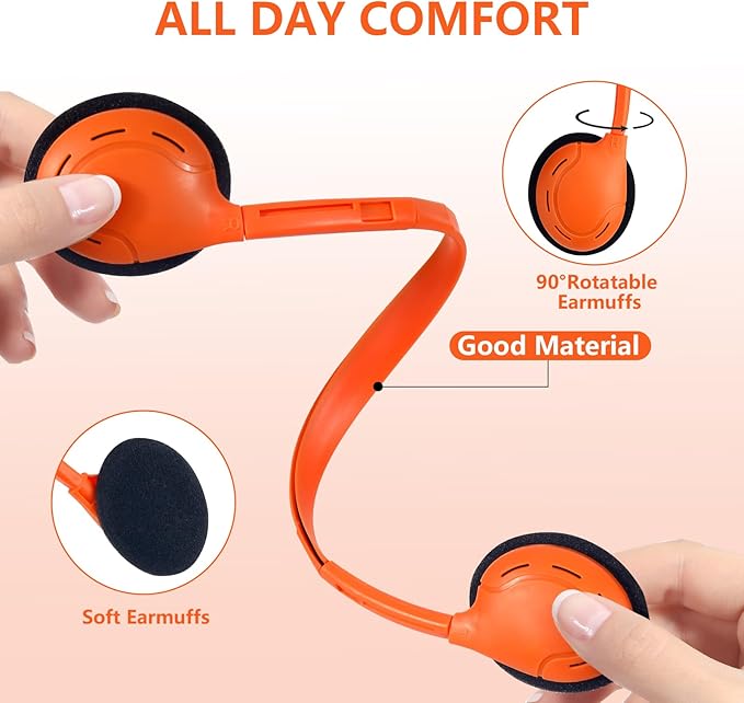 30 Pack Class Set Headphones for Students School Classroom Headphones Bulk Over The Ear Adjustable with 3.5 mm Jack for Library, Online Lesson and Testing Office,Gifts (10 Mixed Colors)