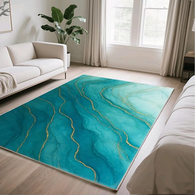 Luxury Marble Rug - 2x4 Rug, Abstract Marble Hallway Rugs, Abstract Modern Runner Rugs, Washable & Non Slip Small Carpet Home Decor