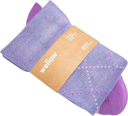 Wellow Premium Socks (Compression Socks - Regular) for Men & Women, Made with Viscose from Bamboo, Knee High, 18-25 mmHg