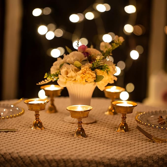 Sziqiqi Ghee Lamp Butter Lamp Holder Golden Cup Candle Holder Tibetan Brass Oil Lamp Buddhist Altar Supplies (Candle Holder 6#)