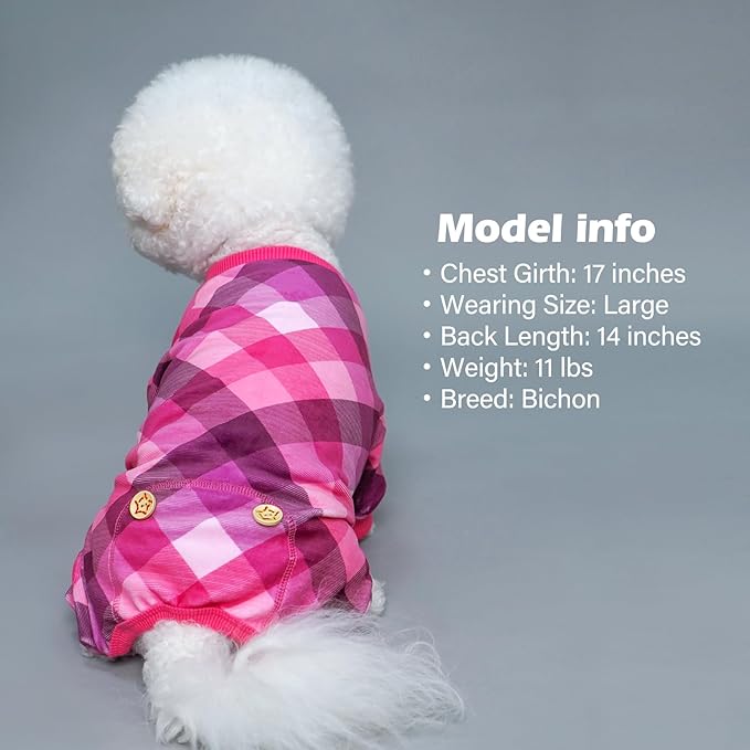 KYEESE Dog Pajamas Medium Sized Dog Comfy Pet Clothes Soft Coat Stretchy Onesie Lightweight Pjs Velvet Jammies,Pink, XX-Large