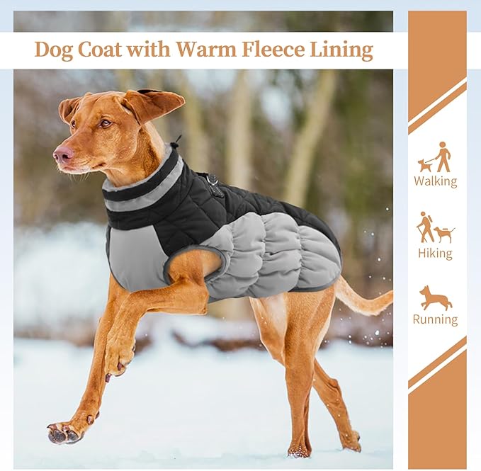 OUOBOB Small Dog Coat,Dog Jackets for Small Dogs,Warm Winter Jacket, Puppy Coat with Harness Built in,Waterproof Dogs Jacket,Puppy Cold Weather Coats,Winter Clothes Snowsuit Shih Tzu Bichon,Black