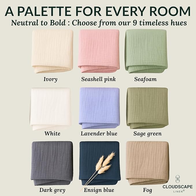 Cloud Scape Linen 100% Cotton 8 Layer Twin Size Muslin Blanket - Breatheable and Soft Winter Blanket for Bed, Couch and Sofa, Oversized Fits up to Twin XL, Best Gift Idea, 68x92, Sage Green