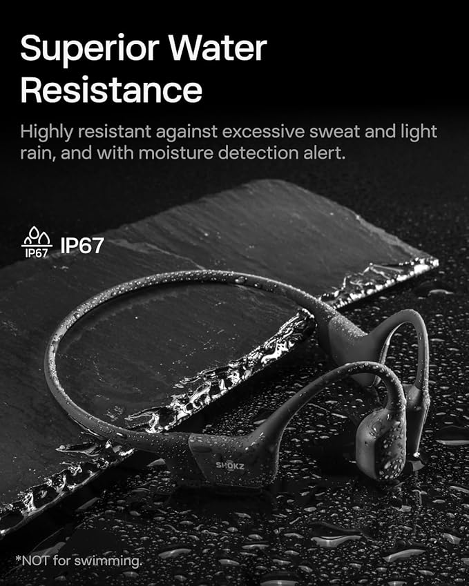 SHOKZ OpenRun Mini with USB-C Charging-Bone Conduction Headphones, Open-Ear Bluetooth Wireless Sport Headphones for Running & Workout, Sweat Resistant, Long 8H Playtime, Mic, with Hair Band - Black