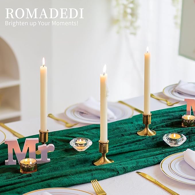 Romadedi Gold Candlestick Candle Holders for Taper, 2 PCS Gold Brass Color Candle Stick Candle Holder for Table Centerpiece, Wedding Reception, Festive Christmas Mantel Decoration or Home Decor