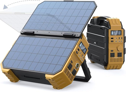 BLAVOR Portable Power Station 1600W (Peak 3200W), Built-in Solar Panel, 1024Wh LiFePO4 Battery, 100W USB-C Fast Charge, Solar Generator for Home Backup, Camping, Power Outages & RV