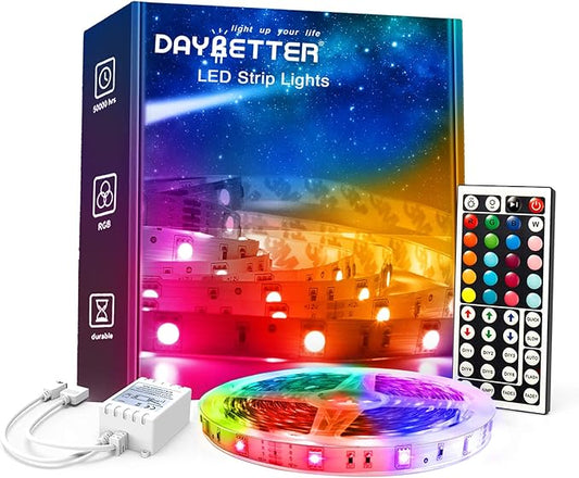 DAYBETTER Led Lights for Bedroom, 32.8ft Led Strip Lights RGB Color Changing Strip Light with Remote Control, Led Light for Room Decor, Home Decor