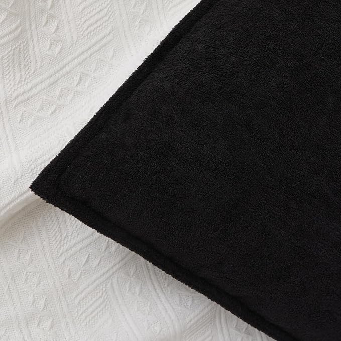Kevin Textile Waterproof Decorative Pillow Covers Black 22x22 Inch Pack of 2 Soft Boucle Textured Euro Pillowcases Elegant Accent Pillows for Couch Sofa Chair Bed Home Decor Indoor Outdoor