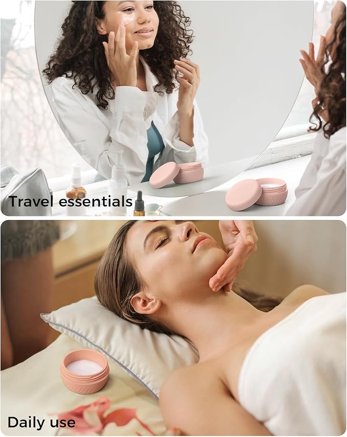 TakeToday Travel Containers for Toiletries, Leak-proof, TSA Approved, Refillable Silicone Cream Jars with Lid Travel Size Essential for Cosmetic toiletry Cream, 2&3oz, 4 Pack (Grey)
