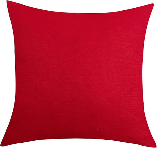 TangDepot Handmade Decorative Solid 100% Cotton Canvas Throw Pillow Covers/Pillow Shams, (20" x20" , Christmas Red, 1 Count (Pack of 1))