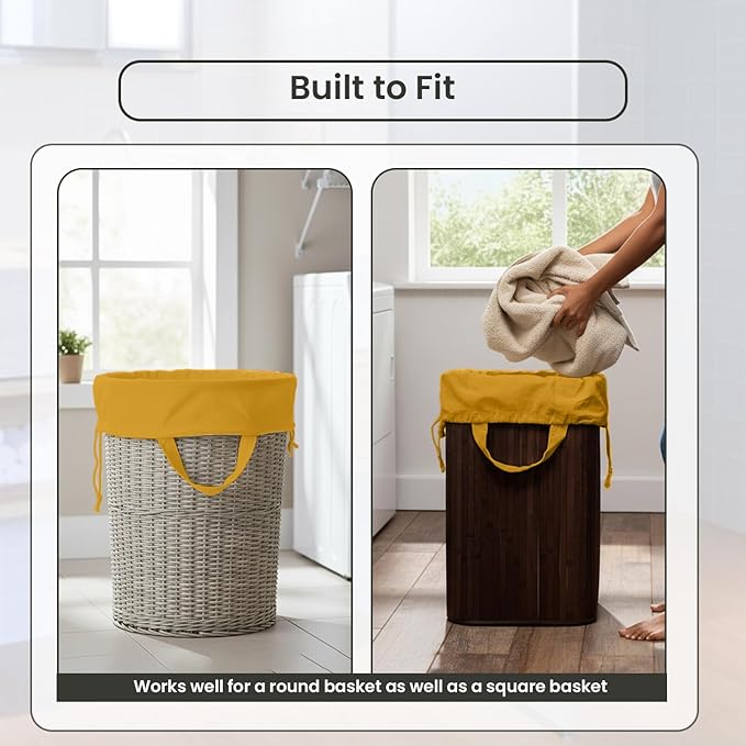 LFH Home Large Premium Cotton Canvas Laundry Bag with Drawstring and Handles Heavy Duty, Multi-Use, and Washable for Home, Travel, College or Storage 28x36 (Pack of 4)-Yellow
