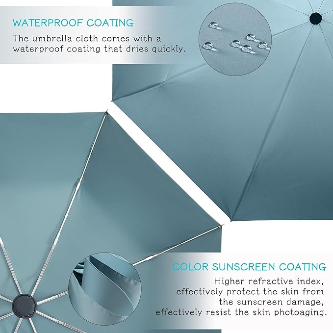FDJASGY UV Sun Umbrella Compact Folding Travel Umbrella Auto Open Close Compact Folding Rain Umbrellas for Women Men Blocking UV 99.98%