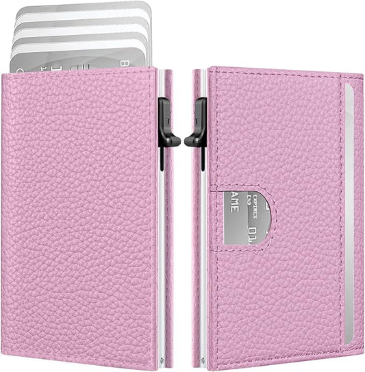 Vast Scenery Women's Small Wallet - Soft Sakura Pink Aesthetic, RFID Blocking Smart Metal Pop Up Card Holder, Ultra Slim Fits Most Bags & Pockets, Holds 11+ Cards 10+ Bills, Gift for Her