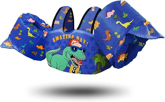 Chriffer Kids Swim Vest Life Jacket for 30-55 Pounds Boys and Girls, Toddler Floaties with Shoulder Harness Arm Wings for 2,3,4,5,6,7 Years Old Baby