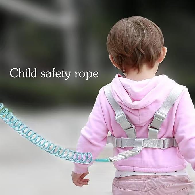 Toddler Harness Leash, 2-in-1 Anti Lost Leash with Safety Lock & Adjustable Wrist Link, 6.6ft Rein for Kids 1-3 Years, Baby Security Harness for Crowded Places, Travel, Shopping (Blue)