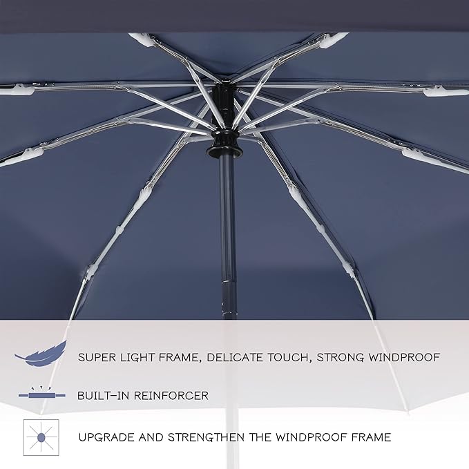 FDJASGY UV Sun Umbrella Compact Folding Travel Umbrella Auto Open Close Compact Folding Rain Umbrellas for Women Men Blocking UV 99.98%