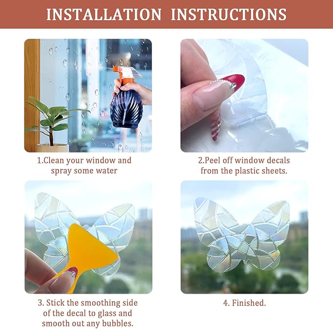 31 Pieces Mushroom Leaves Sun Catcher Window Clings for Glass Windows, Anti-Collision Stickers Decals Prevent Bird Strikes,Rainbow Prismatic Window Clings Non Adhesive