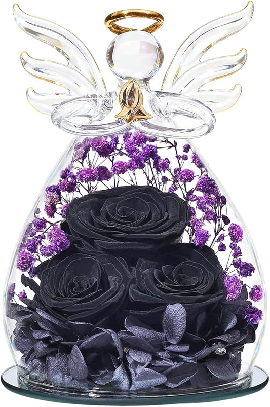 Beferr Valentines Day Rose Gifts for Her Women Mom Gifts for Birthday, Fresh Flowers for Delivery Prime Forever Preserved Rose in Glass Angel Figurine, for Grandma Wife Kids Daughter