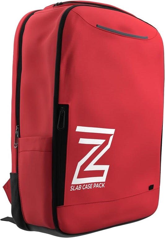 Zion Cases Slab Case Backpack with Slab Case 2GO Graded Card Case; Fits PSA, BGS, HGA, SGC, and CSG Graded Card Slabs; Ideal Travel Storage Solution; (Red)