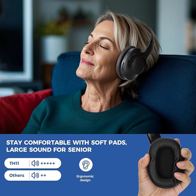 ROSIDA Wireless Headphones for TV, Over-Ear Bluetooth 5.3 TV Headset for Seniors, 196ft Wireless Range Support Optical,AUX, RCA and USB Output,High Volume, Hi-Fi Audio&No Delay,Up to 30 Hours Playtime