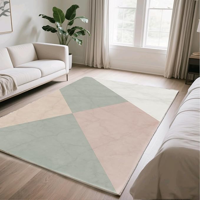 Modern Marble Rug - 6x8 Area Rug, Minimalist Marble Rugs, Abstract Luxury Dining Room Rugs, Washable & Non Slip Large Carpet Home Decor