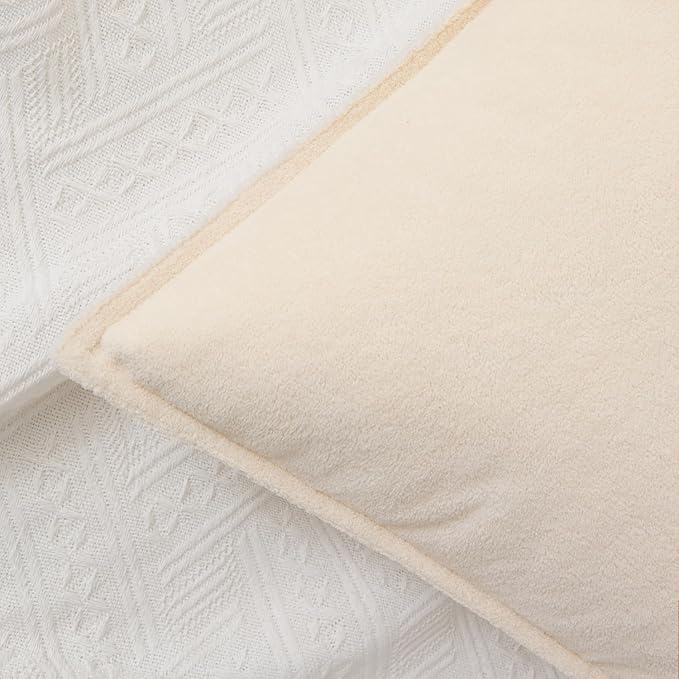 Kevin Textile Waterproof Decorative Pillow Covers Beige 16x16 Inch Pack of 2 Soft Boucle Textured Throw Pillowcases Elegant Accent Pillows for Couch Sofa Chair Bed Home Decor Indoor Outdoor
