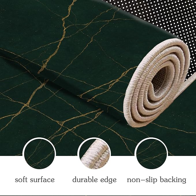 Luxury Marble Rug - 2x4 Rug, Abstract Marble Hallway Rugs, Modern Art Runner Rugs, Washable & Non Slip Small Carpet Home Decor
