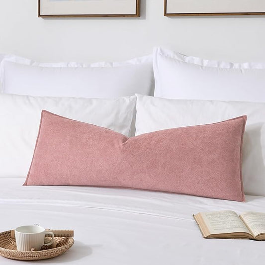 Kevin Textile 14x36 Inch Long Lumbar Cover 1 Pack Valentines Day Soft Boucle Textured Decorative Waterproof Rectangle Cushion Elegant Accent Pillows for Couch Sofa Chair Bed Home Plush Pink