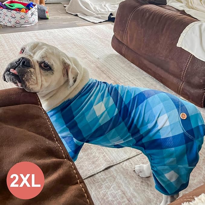 KYEESE Dog Pajamas Medium Sized DogComfy Pet Clothes Lightweight Pjs Velvet Jammies Soft Coat Stretchy Onesie,Blue, XX-Large