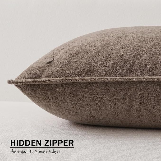 Kevin Textile Waterproof Decorative Pillow Covers Taupe 26x26 Inch Pack of 2 Soft Boucle Textured Euro Pillowcases Elegant Accent Pillows for Couch Sofa Chair Bed Home Decor Indoor Outdoor