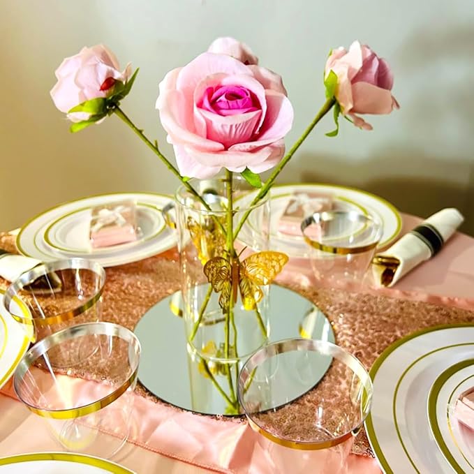 16Pack Round Mirror Centerpieces for Table Decorations, 12inch Circle Mirror Trays Plates for Centerpieces, Circle Mirror Candle Plates for Centerpieces Table Wedding Party Decorations